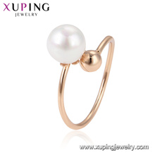 15320 xuping artículos de porcelana en línea que vende el anillo de dedo moldeado estupendo popular en galjanoplastia 18k con la perla blanca preciosa